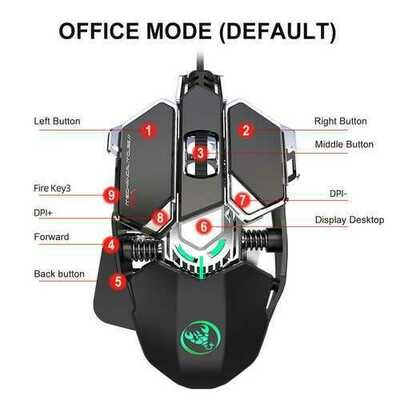 Wired Gaming Mouse Adjustable DPI 9Key J600 Macro Definition Programmable Wired Mouse Gamer Mice Breathing light for Computer Laptop PC PUBG black