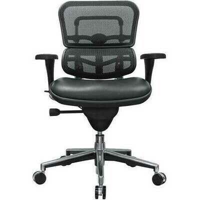 26&quot; x 27.5&quot; x 40&quot; Black Leather / Mesh Chair