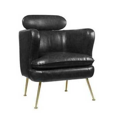 29&quot; X 28&quot; X 37&quot; Dark Gray PU Upholstery Metal Leg Accent Chair