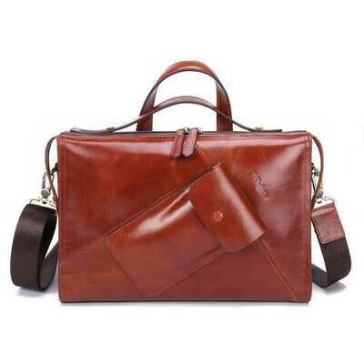 Ekphero Men Genuine Leather Handbag Shoulder Bag Business Briefcase Laptop Bag