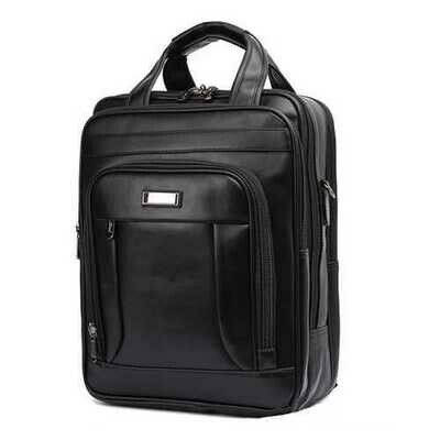 Men Black Business Backpack 3 Compartments Laptop Bag Multifunction Briefcase