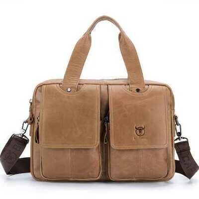 Bullcaptain&amp;reg; Men Retro Leather Messenger Bag Crossbody Shoulder Bag Laptop Briefcase with Shoulder Strap