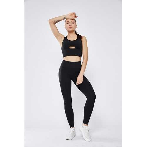 Stitching Pocket Yoga Pants Double-Sided Nylon High-Elastic Tight-Fitting High-Waist Fitness Women Pants