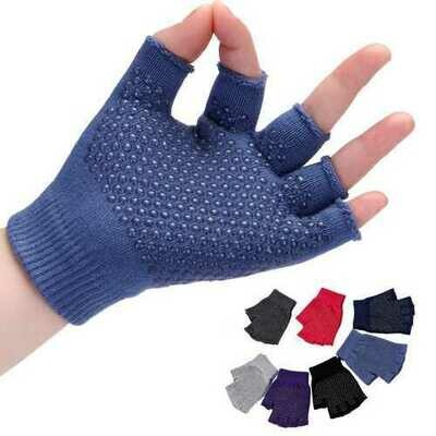 Women Non Slip Sporty Style Design Fingerless Yoga Gloves