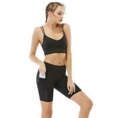 Yoga Shorts Woman Side Pockets Quick-Drying Breathable Tight-Fitting Fitness Running Shorts