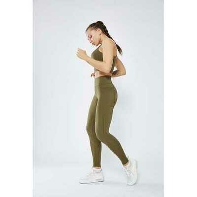 Green Stitching Pocket Yoga Pants Double-Sided Nylon High-Elastic Tight-Fitting Hants igh-Waist Fitness Women Pants