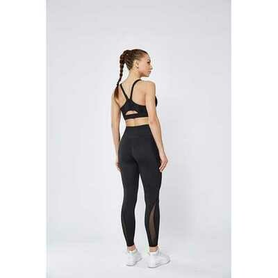 Black Women Mesh Splicing Sport Yoga Pants  with Pocket  High-waist Leggings