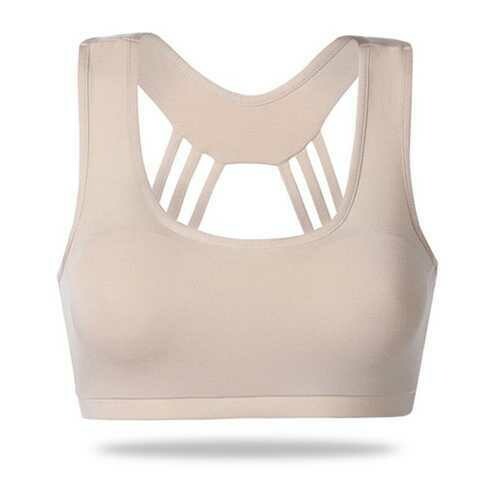 Sexy Wireless Crossover Yoga Bra Apricot