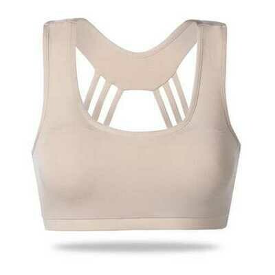 Sexy Wireless Crossover Yoga Bra Apricot