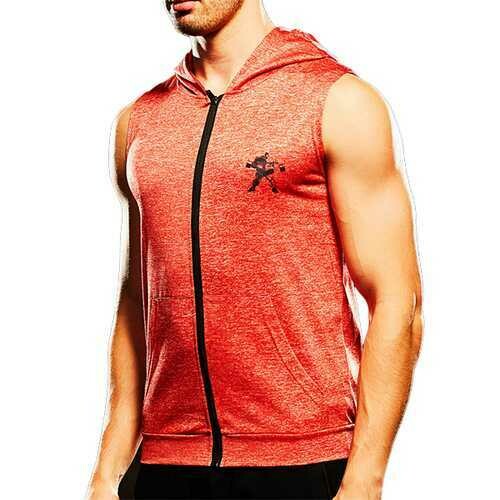 Mens Fashion Zip Up Fitness Running Hooded Vest