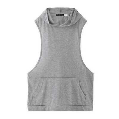 Stylish Men&#39;s Hooded Sleeveless Loose Fitness Vest