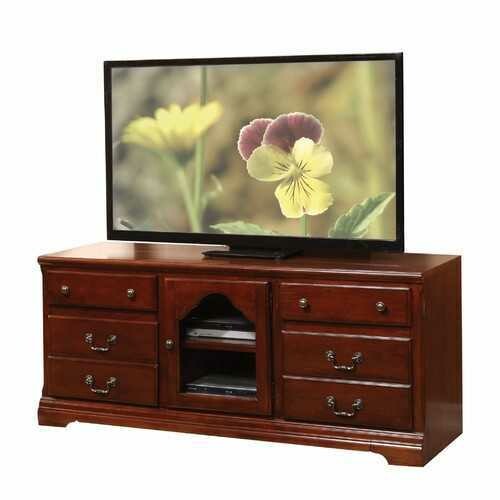 19&quot; X 58&quot; X 26&quot; Cherry Wood Glass TV Stand