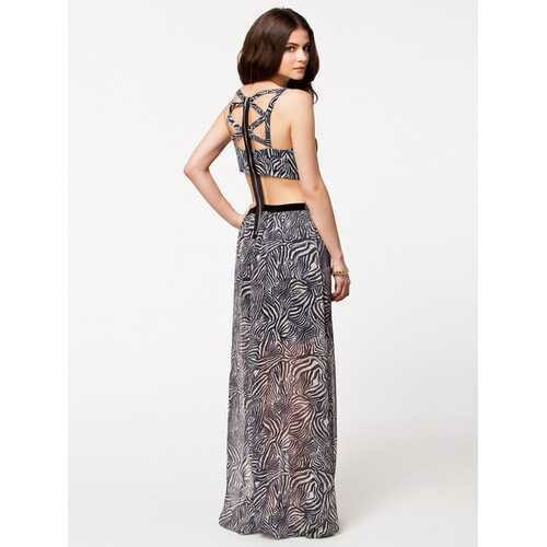 Leopard Print Chiffon Printing Dress Maxi Dress