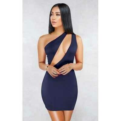 Royal Blue Sexy One Shoulder Hollow-out Bodycon Dress