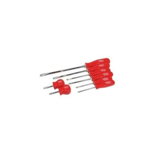 SCREWDRIVER SET PHILLIPS &amp; SLOTTED 8PC RED