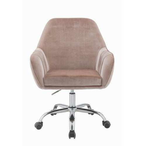 Stylish Mauve Rose Velvet Office Desk Chair on Wheels