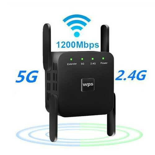 WiFi Amplifier 5G 1200Mbps  WiFi Router 2 External Antenna Wifi Range Amplifier Wifi 1200Mbps black US regulations