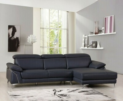 114&#39;&#39; X 67&#39;&#39; X 39&#39;&#39; Modern Blue Genuine Italian Leather Sectional