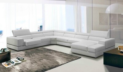 36&quot; White Bonded Leather Foam and Steel Sectional Sofa