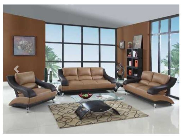 114&quot; Two to Tone Leather Sofa Set
