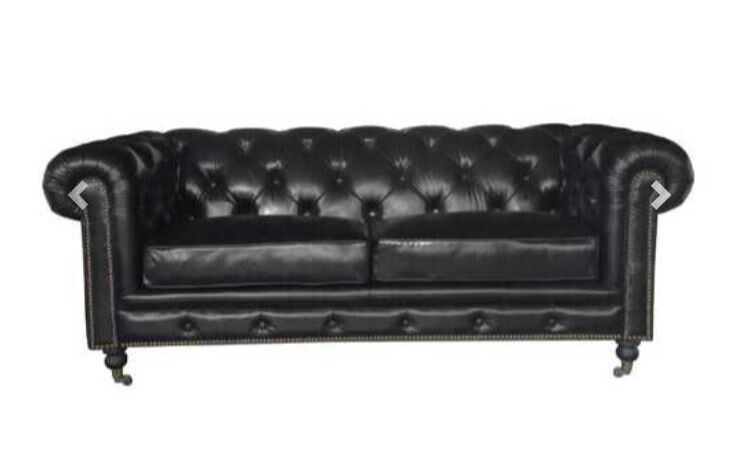 Black Leather Classic Sofa 2 Places
