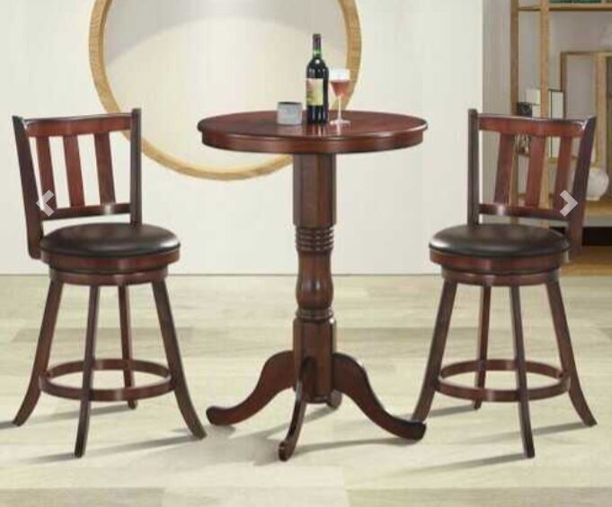 Set of 2 Wood Swivel Counter Height Dining Pub Bar Stools with PVC Cushioned Seat-25&quot; - Color: Brown - Size: 25&quot;
