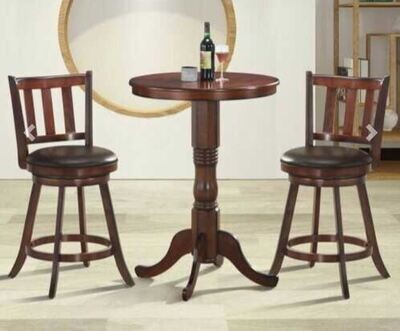 Set of 2 Wood Swivel Counter Height Dining Pub Bar Stools with PVC Cushioned Seat-25&quot; - Color: Brown - Size: 25&quot;