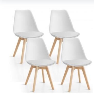 Set of 4 Mid Century Dining Side - Color: White