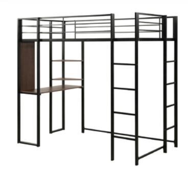 Twin Size Space-Saving Metal Loft Bunk Bed