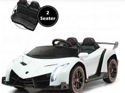 12V 2-Seater Licensed Lamborghini Kids Ride On Car with RC and Swing Function-White - Color: White