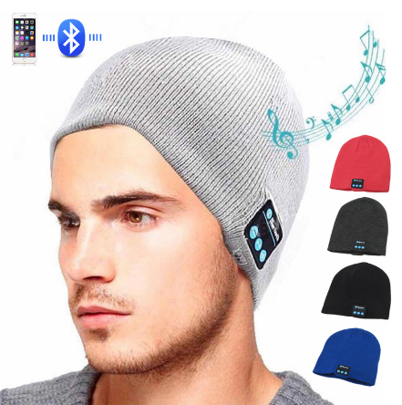 Wireless bluetooth knitted hat calls music stereo - Color: Red