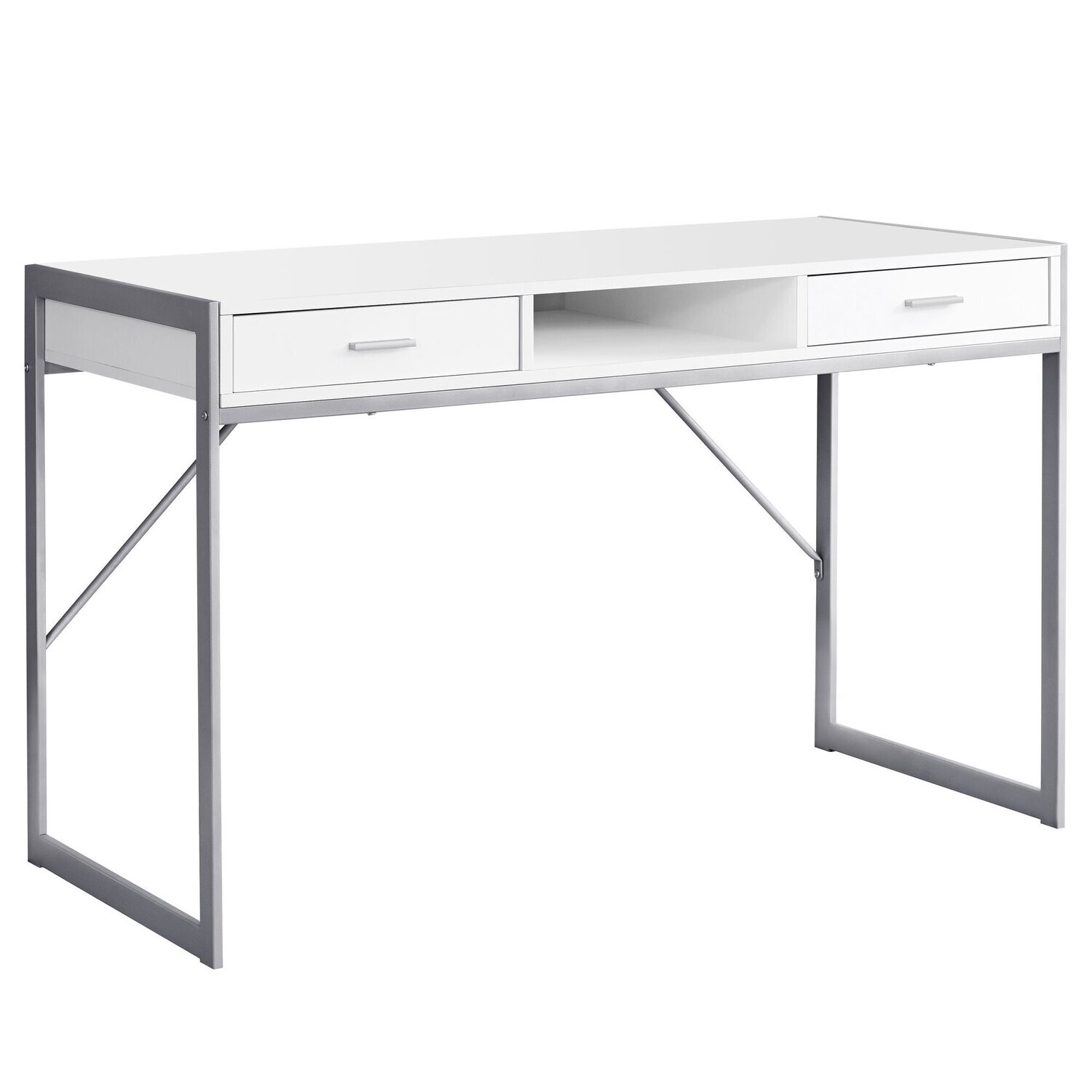 22&quot; x 48&quot; x 30&quot; White  Silver  Metal  Computer Desk