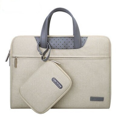 Color: Gray, Size: 12inches - Business Laptop Bag 12 13 14 15 15.6 inch Computer Sleeve bag For Macbook Air Pro 13 15 Bags men women handbag + Small Pouch