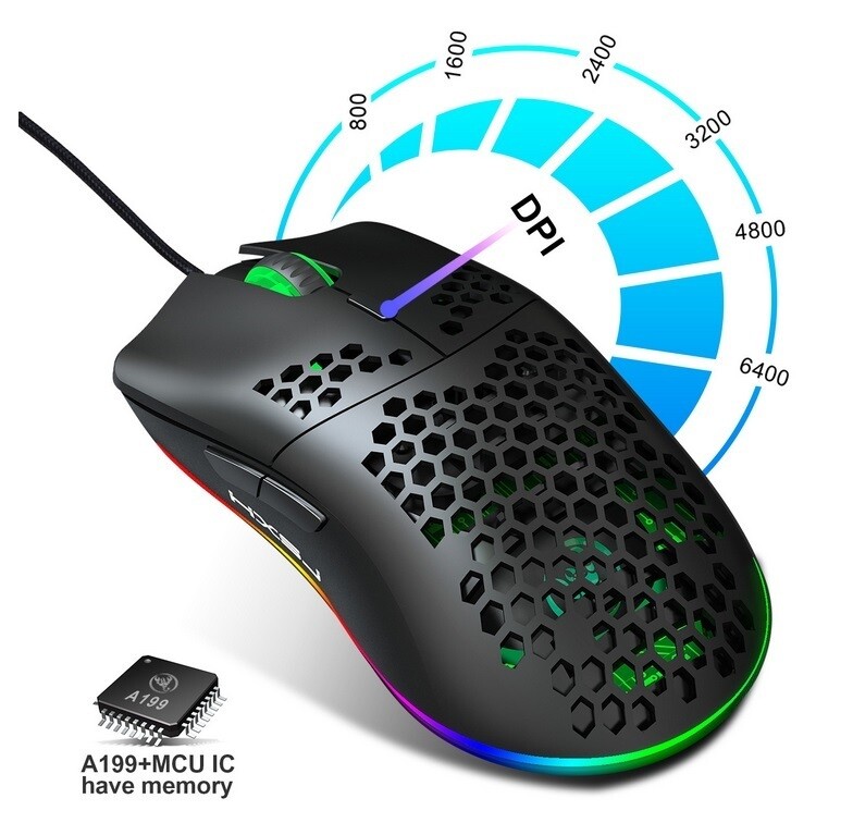 Wired Gaming Mouse RGB 6 Button Computer Mouse Gamer Mice for PC Laptop J900 black