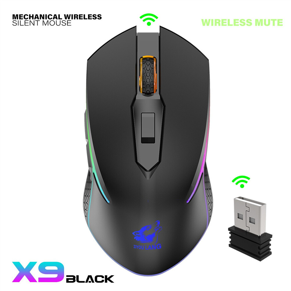 X9 Ultra Slim Wireless Rgb Gaming  Mouse Rechargeable Silent 2400 Dpi Adjustable Luminous Mouse Laptops Notebook Accessories black