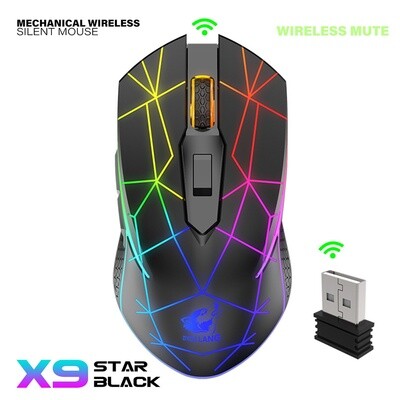 X9 Ultra Slim Wireless Rgb Gaming  Mouse Rechargeable Silent 2400 Dpi Adjustable Luminous Mouse Laptops Notebook Accessories star black