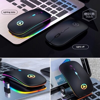 Wireless  Gaming  Mouse 2.4G Luminous Mouse For Pc Laptop Desktop Usb Recharing black