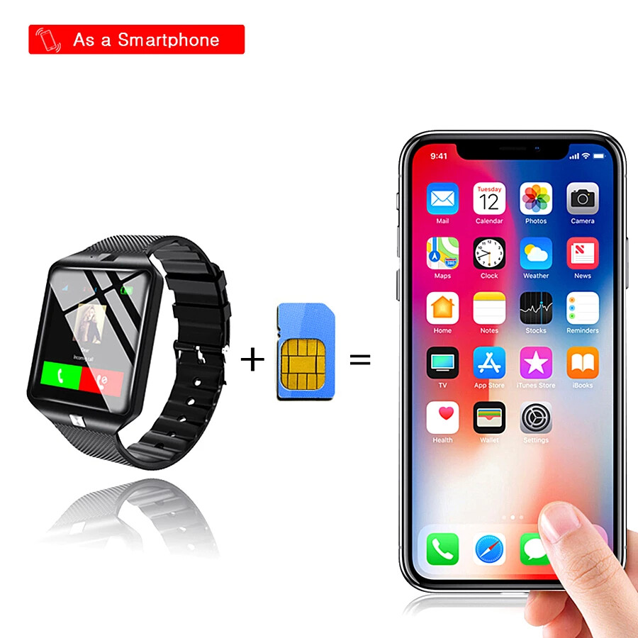 Color: Black, style: English - Smart Watch Support TF Card SIM Camera Sport Bluetooth