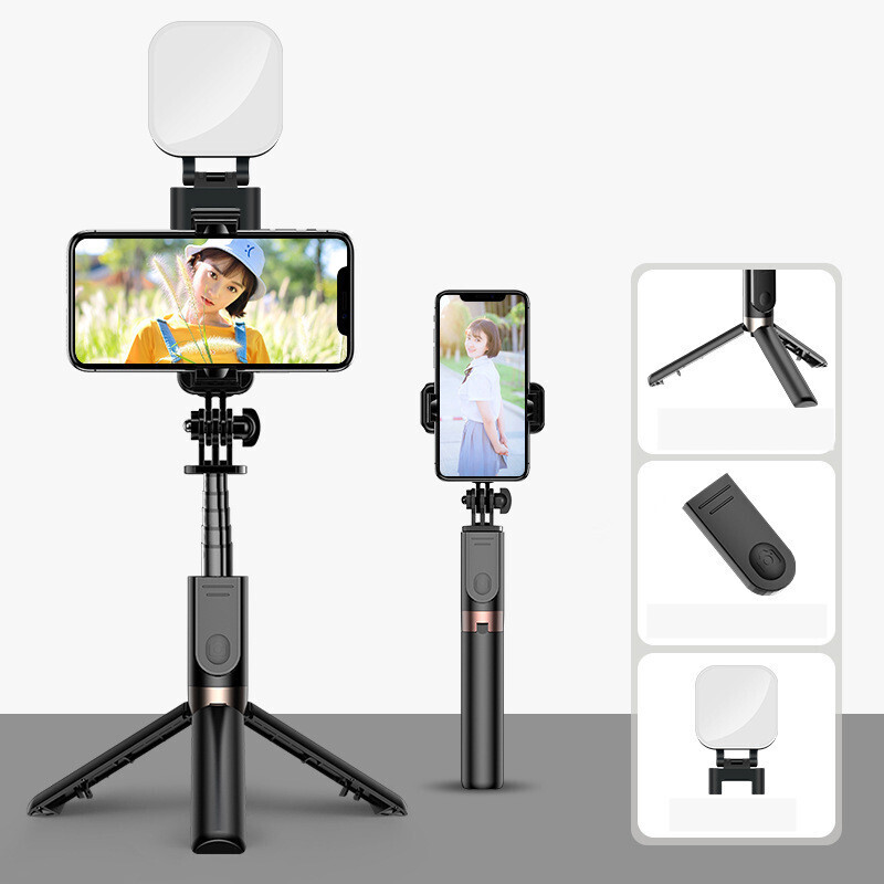 style: F, power: USB - New Aluminum Alloy Wireless Bluetooth Camera Photography Folding Selfie Stick