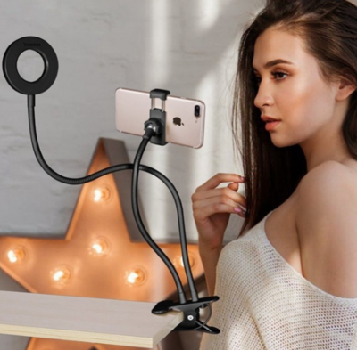 Color: Black withBar code - LED Selfie Ring Light for Live Adjustable Makeup Light-8cm Stand