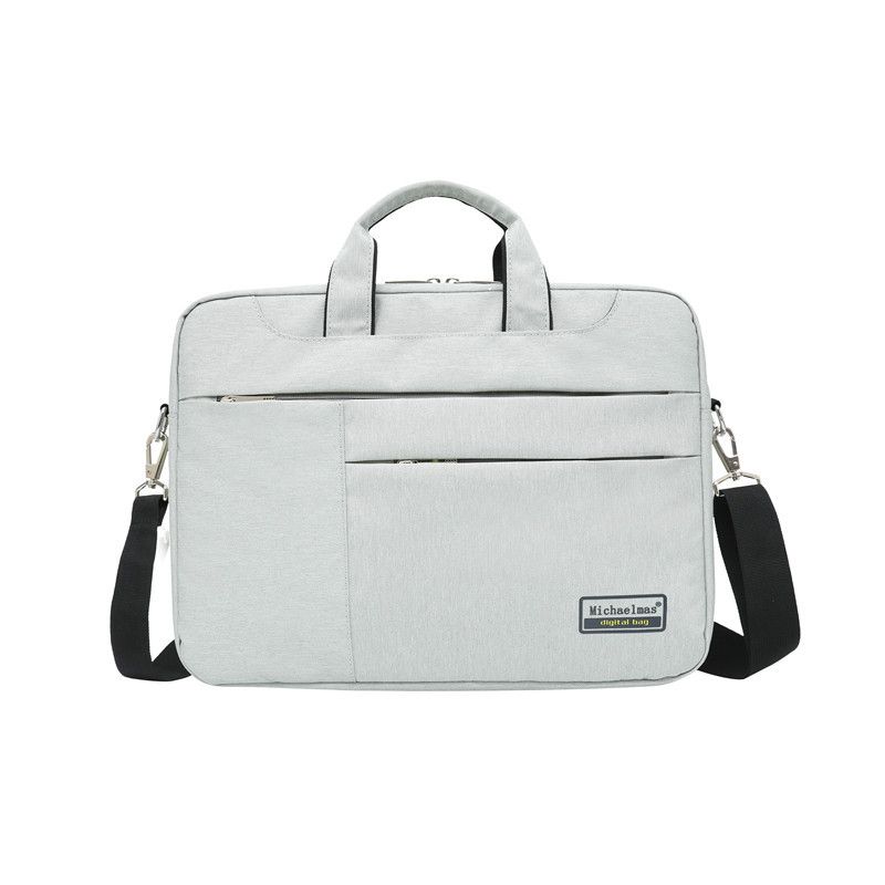 Color: Light grey, Size: 14 - Business men&#39;s laptop bag large capacity briefcasemillet single shoulder bag inner bag