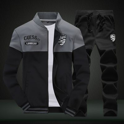 Color: Gray, Size: 4XL - 2021 autumn and winter men&#39;s SWEATER MENS casual sport suit jacket collar long sleeved sweater students tide