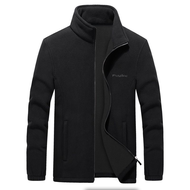 Color: Black, Size: XL - Men&#39;s Jacket Men&#39;s Fall Winter Casual Fleece Jacket Men
