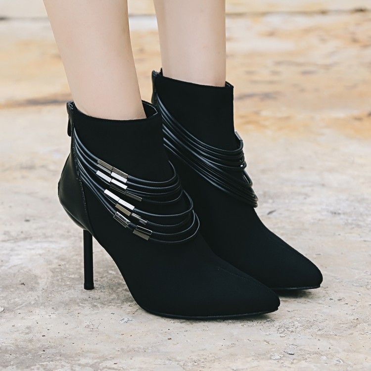 Color: Black, Size: 48 - Pointed stiletto women&#39;s boots