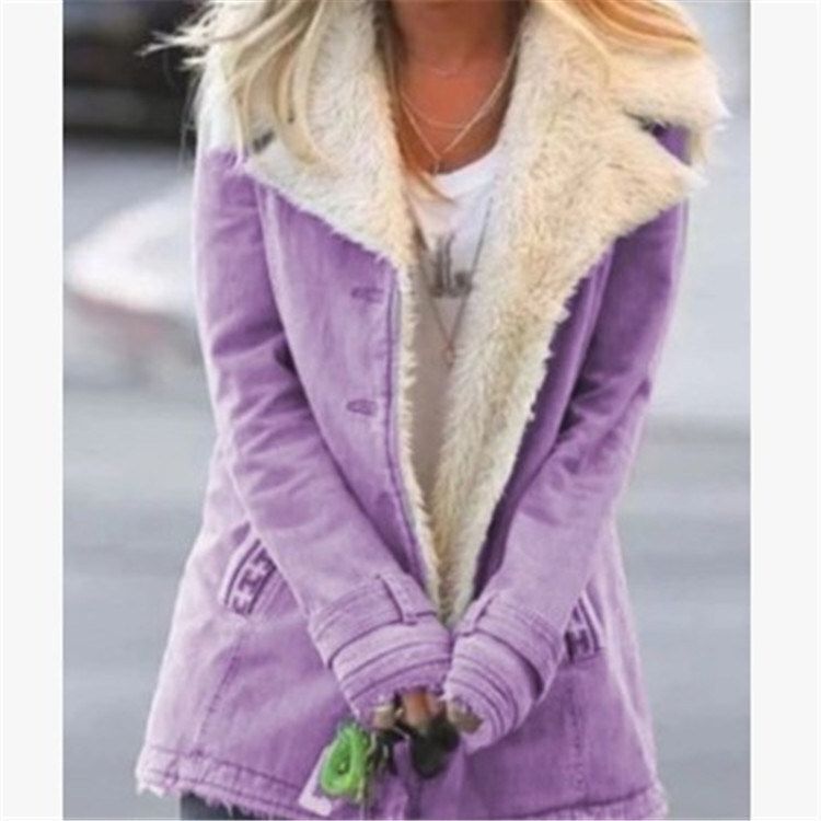 Hot Selling Autumn and Winter Women&#39;s Clothing Plus Velvet Single-breasted Warm Cotton Jacket Women