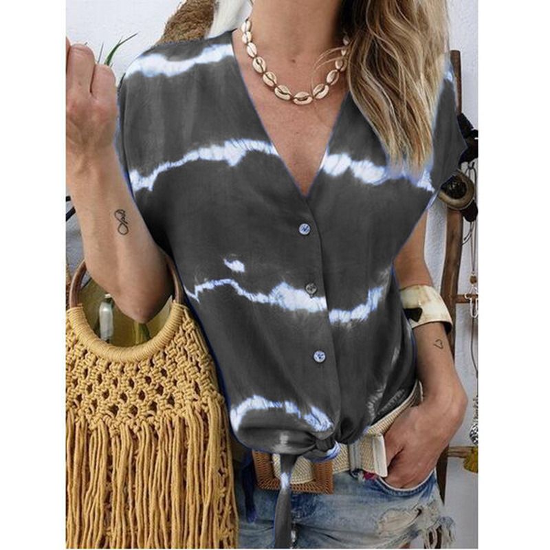 Summer New Women&#39;s Shirt Printed Short-sleeved Shirt Women&#39;s Clothing