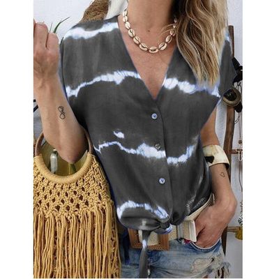 Summer New Women&#39;s Shirt Printed Short-sleeved Shirt Women&#39;s Clothing