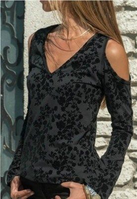 Autumn and Winter Digital Printing V-neck Strapless Long-sleeved T-shirt Shirt Women&#39;s Clothing