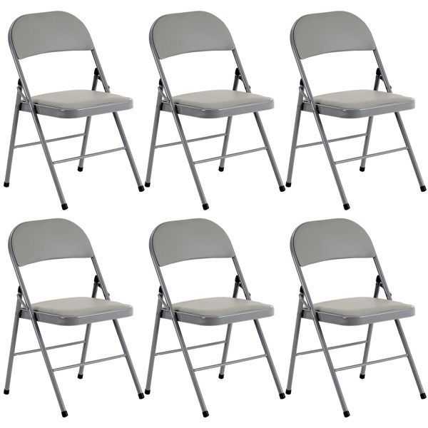 6pcs Elegant Foldable Iron &amp; PVC Chairs for Convention &amp; Exhibition Gray