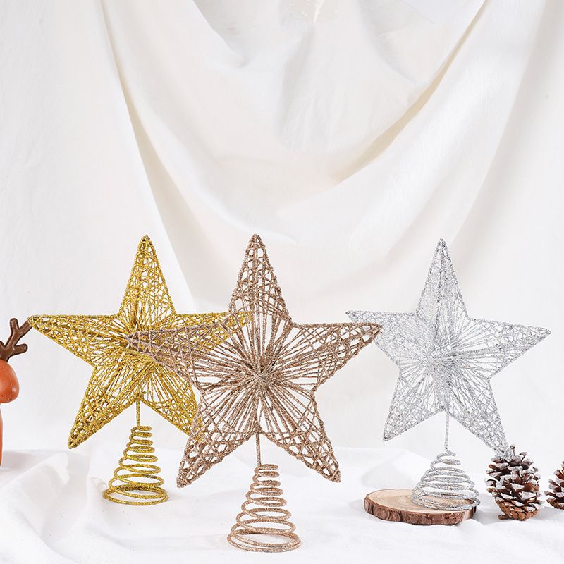 Color: Gold, Size: 20cm - Christmas tree iron five-pointed star